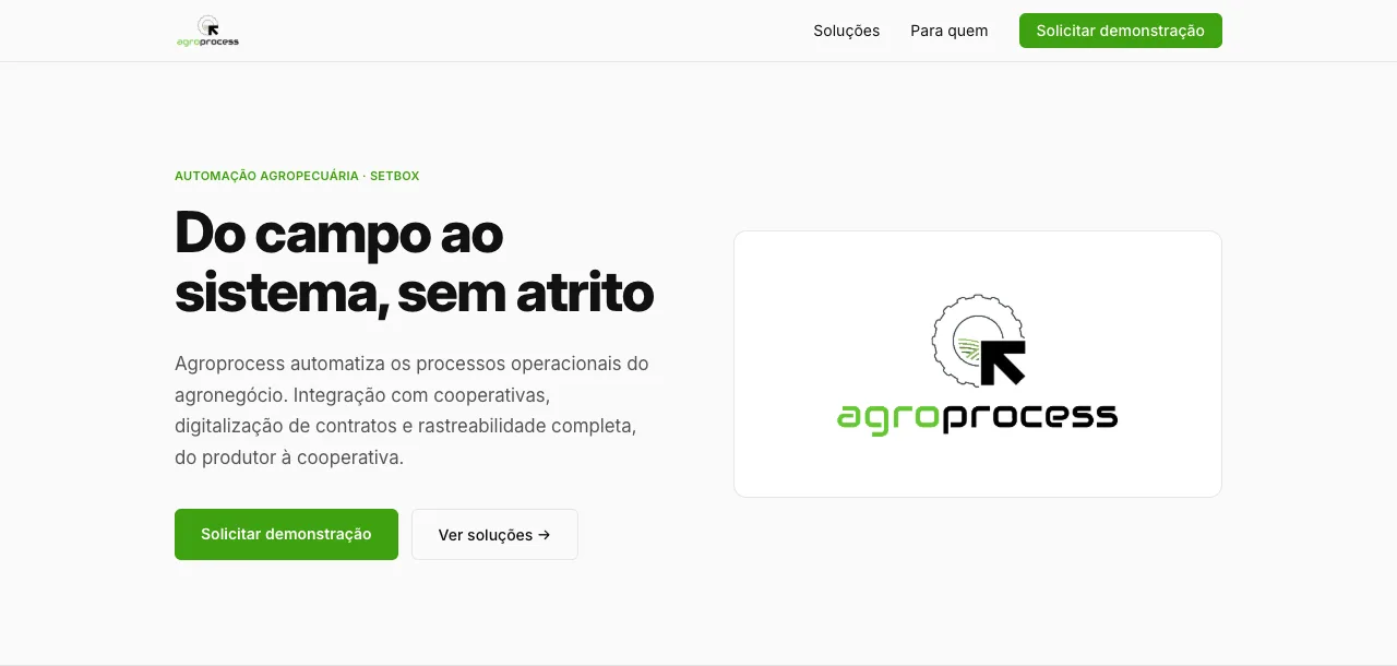 Página inicial da Agroprocess